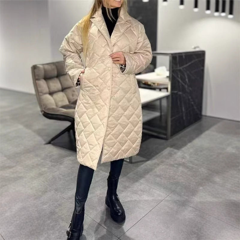 Glossy Rhombus Padded Down Jacket