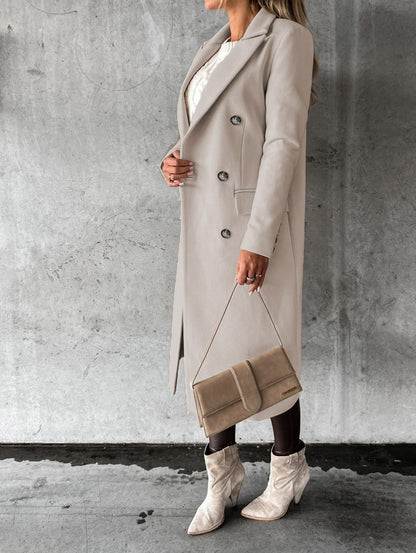 Double-Breasted Long Lapel Coat
