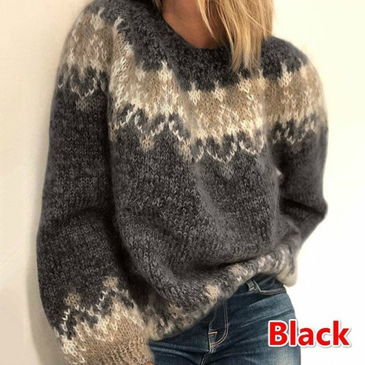 Cozy Jacquard Knit Pullover Sweater