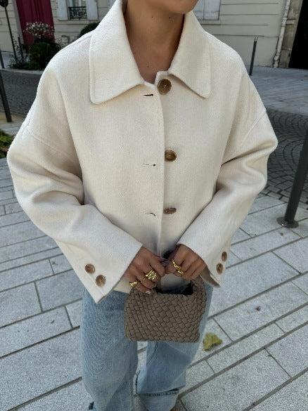 Casual Lapel Button-Up Short Coat