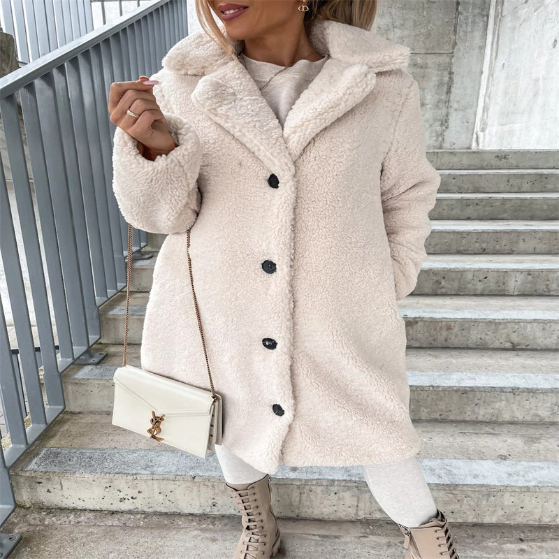 Oversized Lapel Lamb Wool Winter Coat