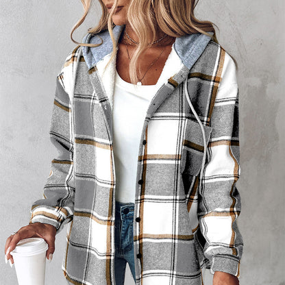 Plaid Hooded Casual Jacket