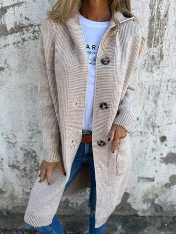 Mid-Length Knit Button Cardigan