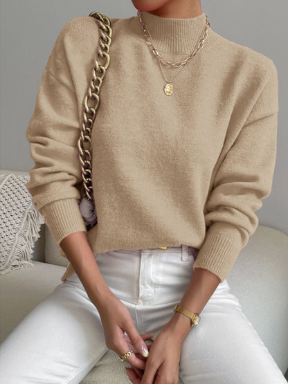 Cozy Half-High Neck Knit Sweater