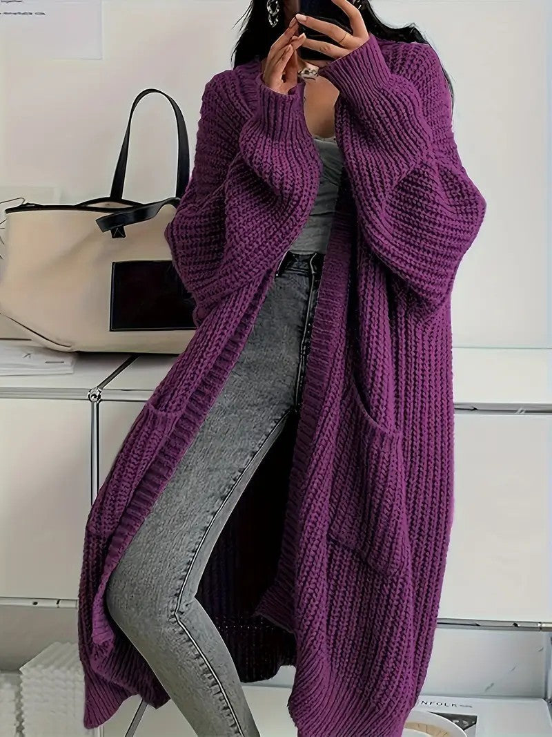 Long-Sleeved Knit Sweater Cardigan