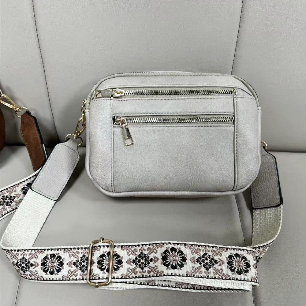 Multi-Pocket PU Crossbody Bag