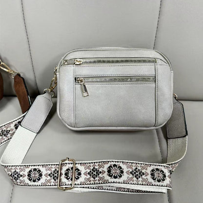 Multi-Pocket PU Crossbody Bag