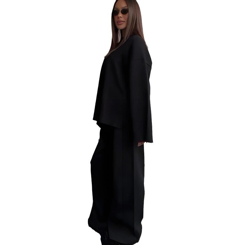Round Neck Knit Wide Leg Set