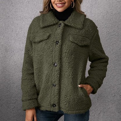Cozy Fleece Button-Up Short Jacket