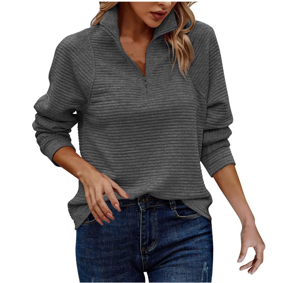 Cozy Ribbed Knit Half-Zip Pullover