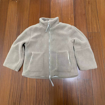 Stand Collar Wool Zip-Up Coat