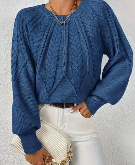 Retro Cable-Knit Pullover Sweater
