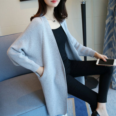 Cozy Mid-Length Knit Cardigan Sweater