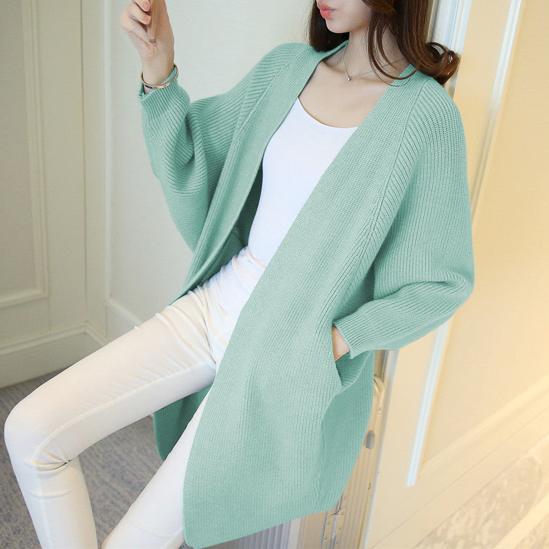 Cozy Mid-Length Knit Cardigan Sweater