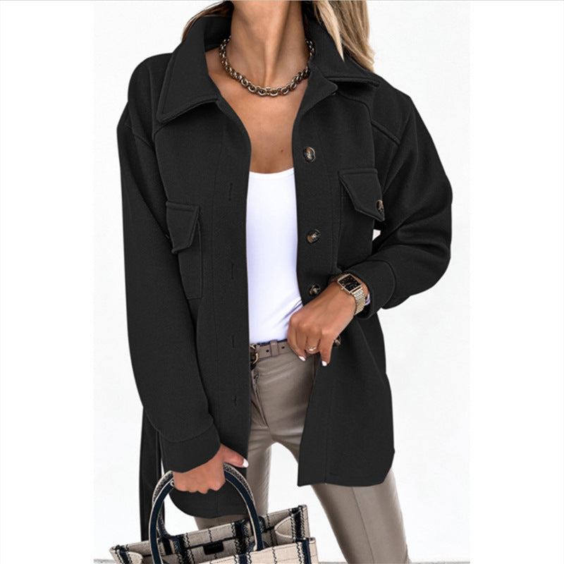 Belted Pocket Button Jacket