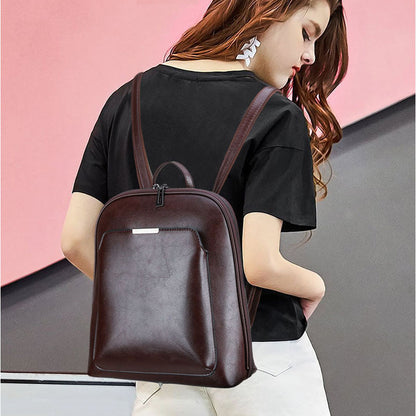 Classic Leather Casual Backpack
