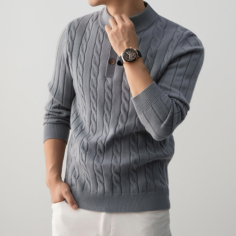 Sweter Henley z dzianiny kablowej