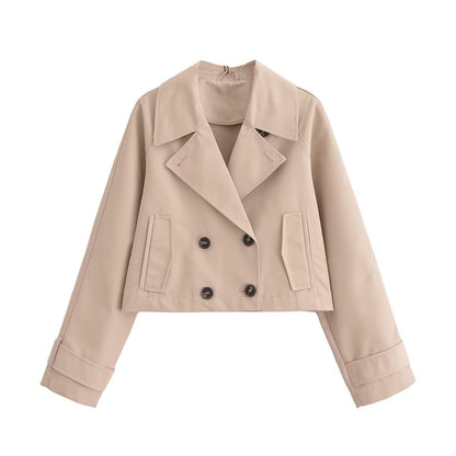 Short Double-Breasted Trench Jacket