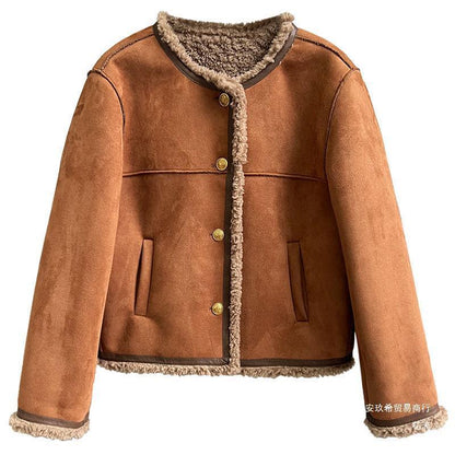 Lamb Plush Button Coat