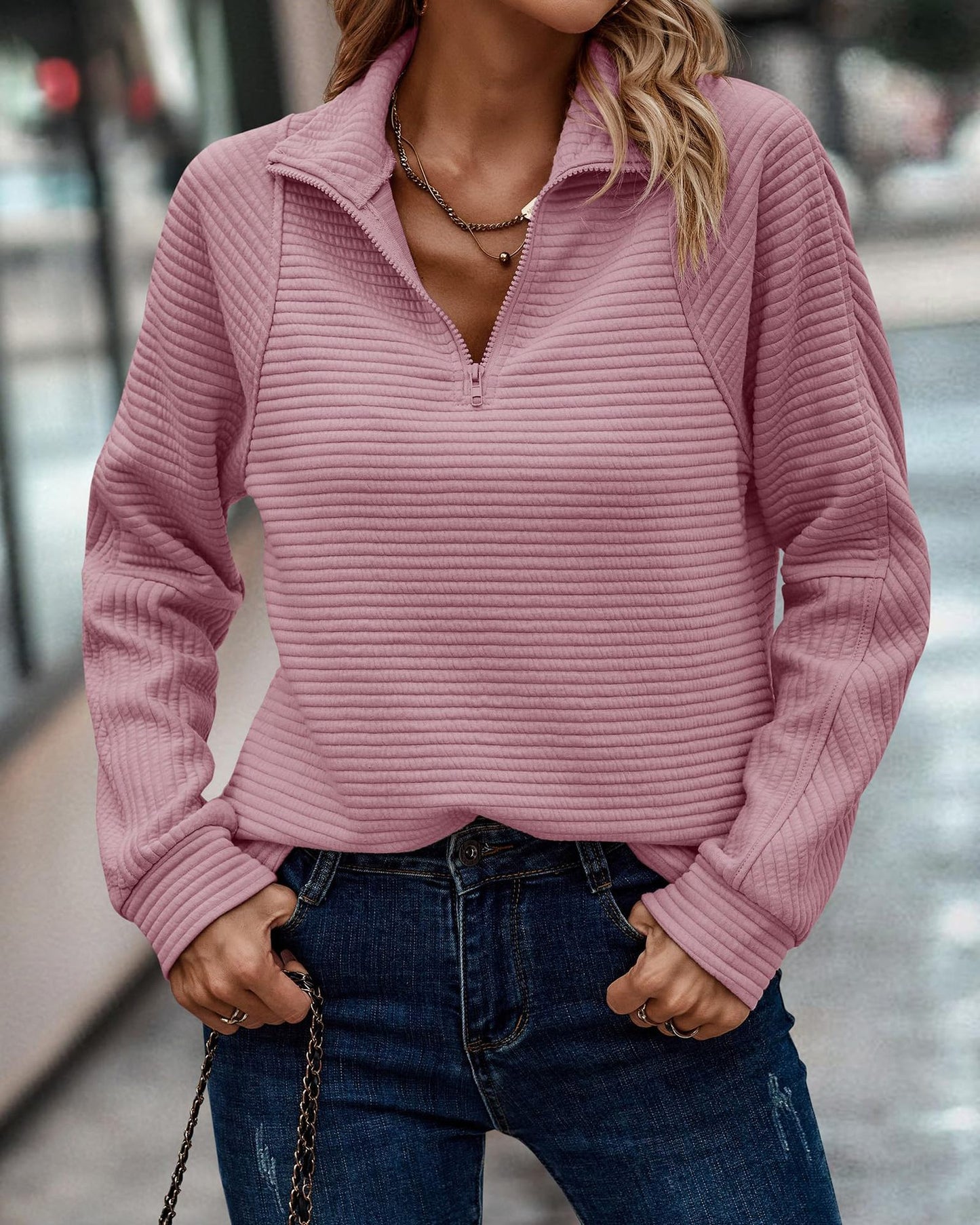Cozy Ribbed Knit Half-Zip Pullover