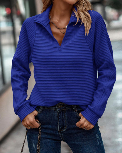 Cozy Ribbed Knit Half-Zip Pullover