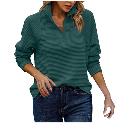 Cozy Ribbed Knit Half-Zip Pullover