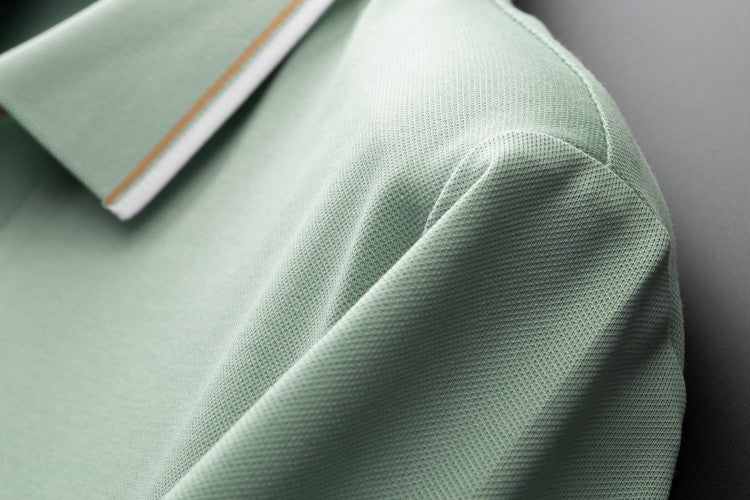 Jedwab morwowy polo z krótkim rękawem