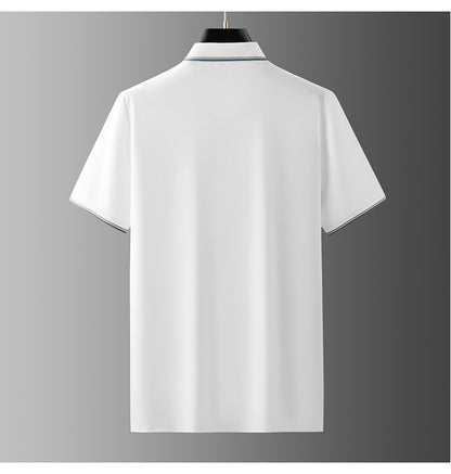 Jedwab morwowy polo z krótkim rękawem