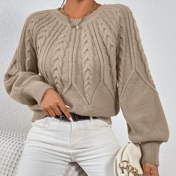 Retro Cable-Knit Pullover Sweater