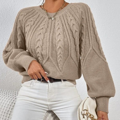 Retro Cable-Knit Pullover Sweater