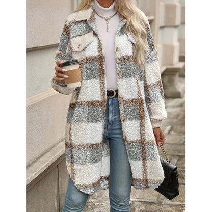 Colorblock Plaid Padded Jacket