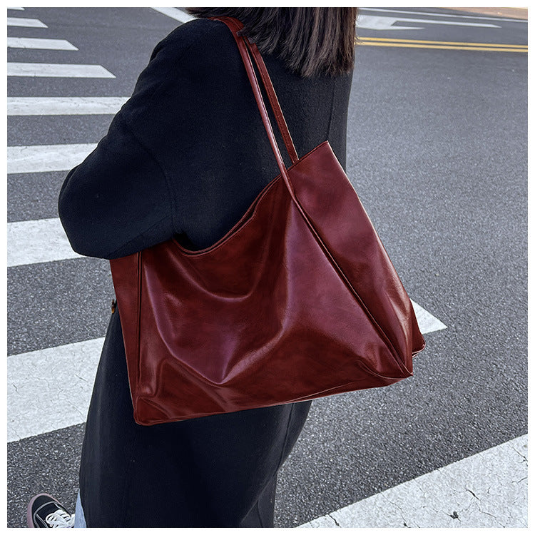 Vintage Large Capacity Leather Tote Bag