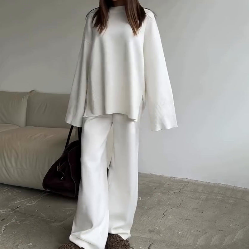 Round Neck Knit Wide Leg Set