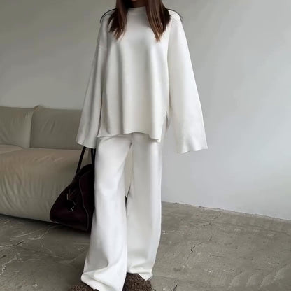 Round Neck Knit Wide Leg Set