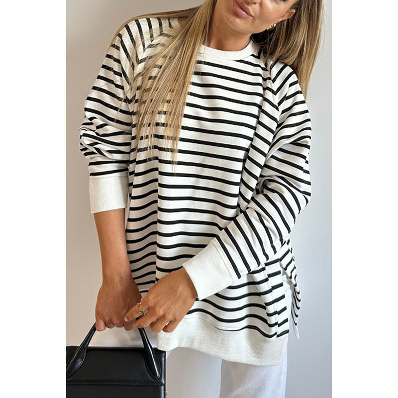 Striped Round Neck Knit Top