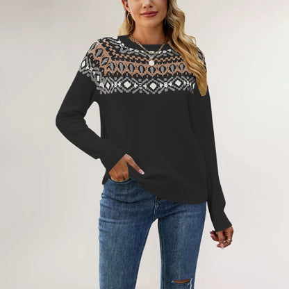 Nordic Pattern Knit Pullover Sweater