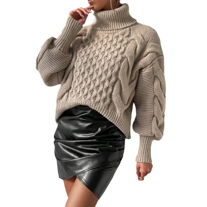 Soft Cable High-Neck Knit