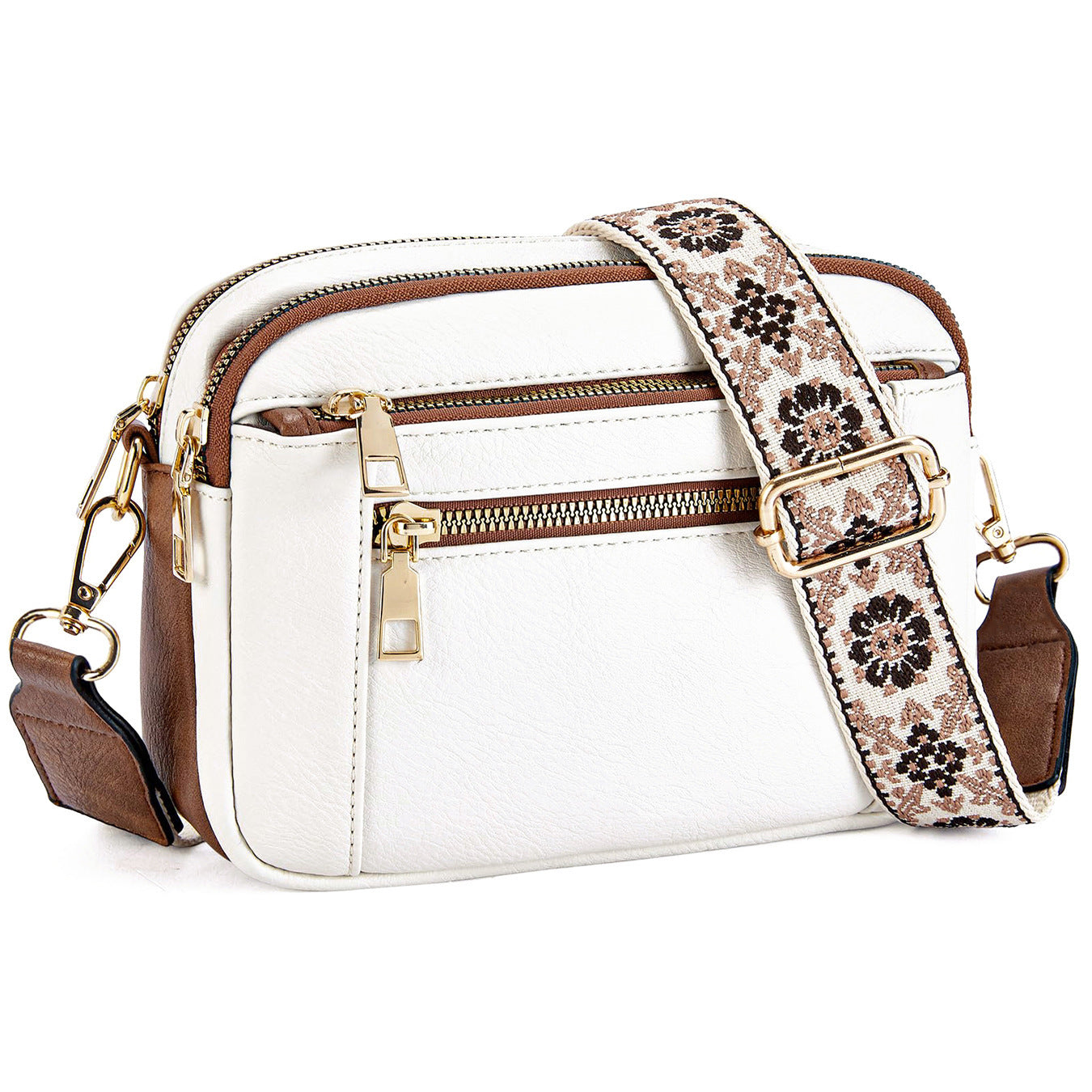 Multi-Pocket PU Crossbody Bag