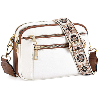 Multi-Pocket PU Crossbody Bag