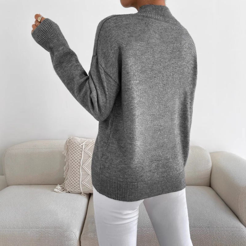 Cozy Half-High Neck Knit Sweater