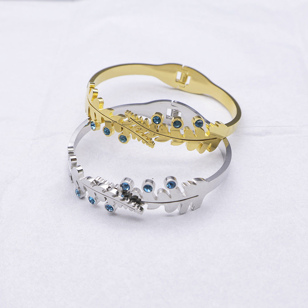 Leaf Crystal Cuff Bracelet