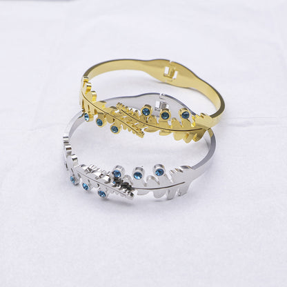 Leaf Crystal Cuff Bracelet