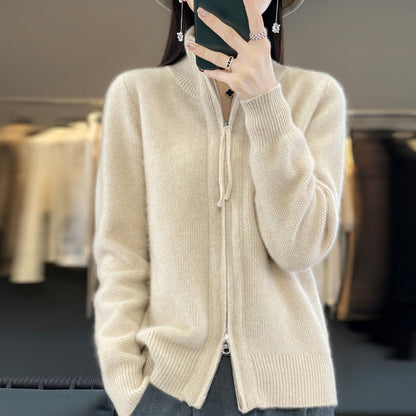Half-Zip High Neck Knit Cardigan