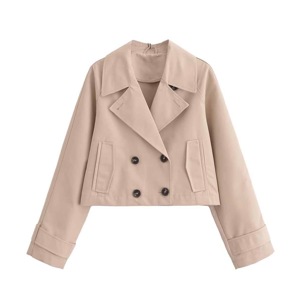 Short Double-Breasted Trench Jacket