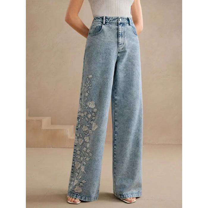 Plus Size Embroidered Stretch Jeans