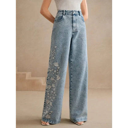 Plus Size Embroidered Stretch Jeans