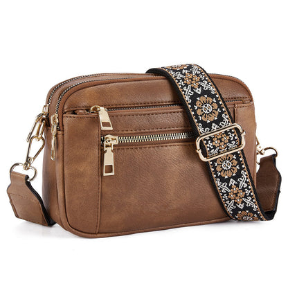 Multi-Pocket PU Crossbody Bag