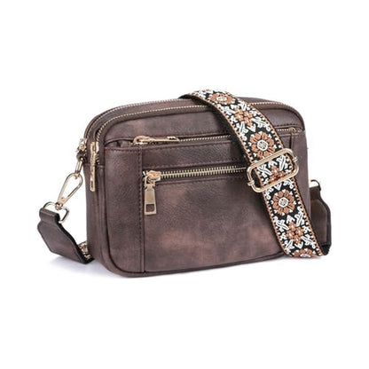 Multi-Pocket PU Crossbody Bag