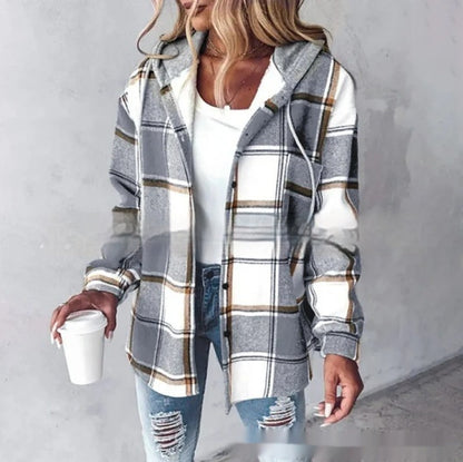 Plaid Hooded Casual Jacket