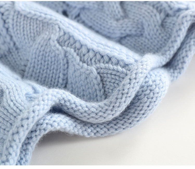 High Neck Crochet Knit Pullover Sweater